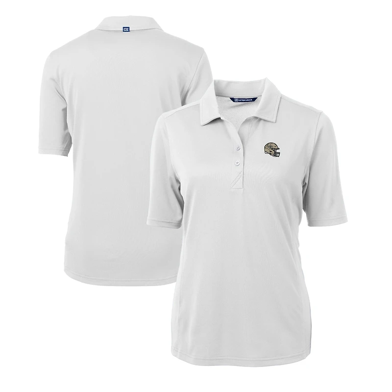 Women's Cutter & Buck  White New Orleans Saints Helmet Logo DryTec Virtue Eco Pique Recycled Polo
