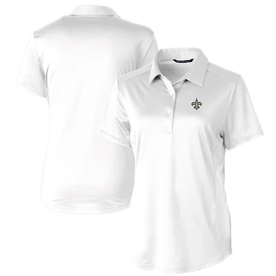 Women's Cutter & Buck White New Orleans Saints Prospect Textured Stretch Polo