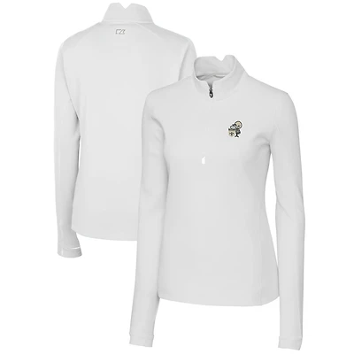 Pull-over blanc à fermeture éclair quart de tour pour femme Cutter & Buck avec logo rétro des Saints la Nouvelle-Orléans