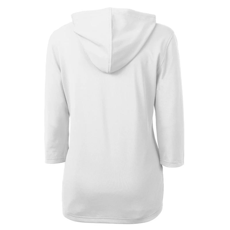 Women's Cutter & Buck White New Orleans Saints Throwback Logo Virtue Eco Pique 3/4 Sleeve Half-Zip Pullover Hoodie