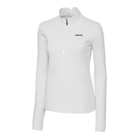 Haut blanc à fermeture éclair quart de tour pour femme Cutter & Buck New Orleans Saints Traverse Stretch DryTec