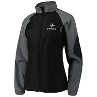 Women's Dunbrooke Black/Gray New Orleans Saints Hurricane Raglan Full-Zip Windbreaker
