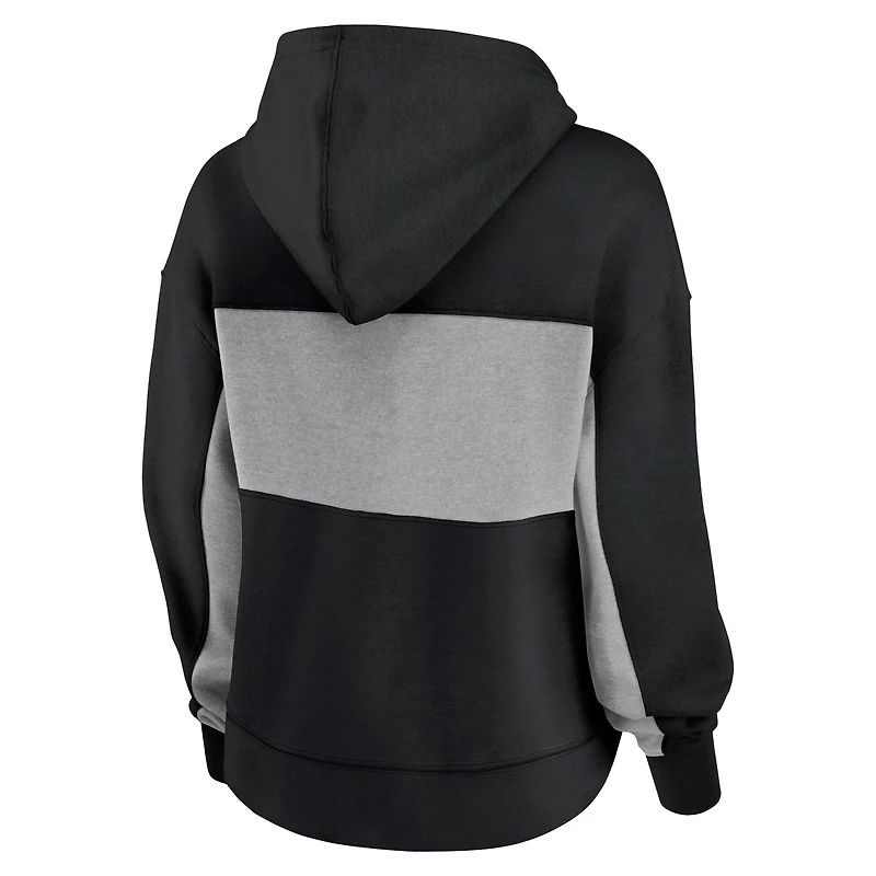 Women's Fanatics Black/Heather Gray New Orleans Saints Filled Stat Sheet Pullover Hoodie