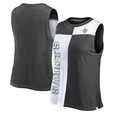 Débardeur color block New Orleans Saints Fanatics noir/blanc pour femmes