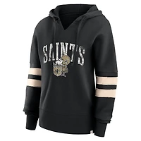 Women's Fanatics Black New Orleans Saints Bold Move Dolman V-Neck HIp Hoodie
