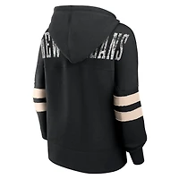 Women's Fanatics Black New Orleans Saints Bold Move Dolman V-Neck HIp Hoodie