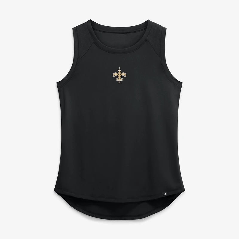 Débardeur de performance Fanatics noir pour femme, New Orleans Saints, dos en maille drapée