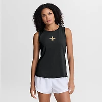 Women's Fanatics Black New Orleans Saints Draped Mesh Back Performance​ Tank Top