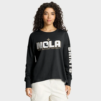 Women's Fanatics Black New Orleans Saints Hometown Legacy Long Sleeve T-Shirt
