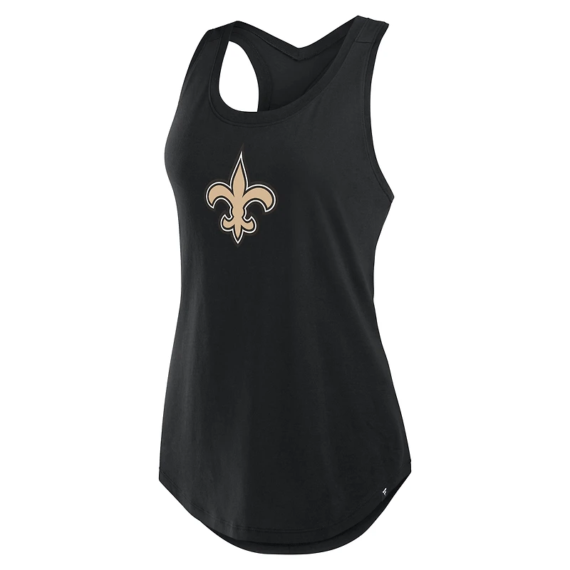 Women's Fanatics Black New Orleans Saints Iron Fan Tank Top