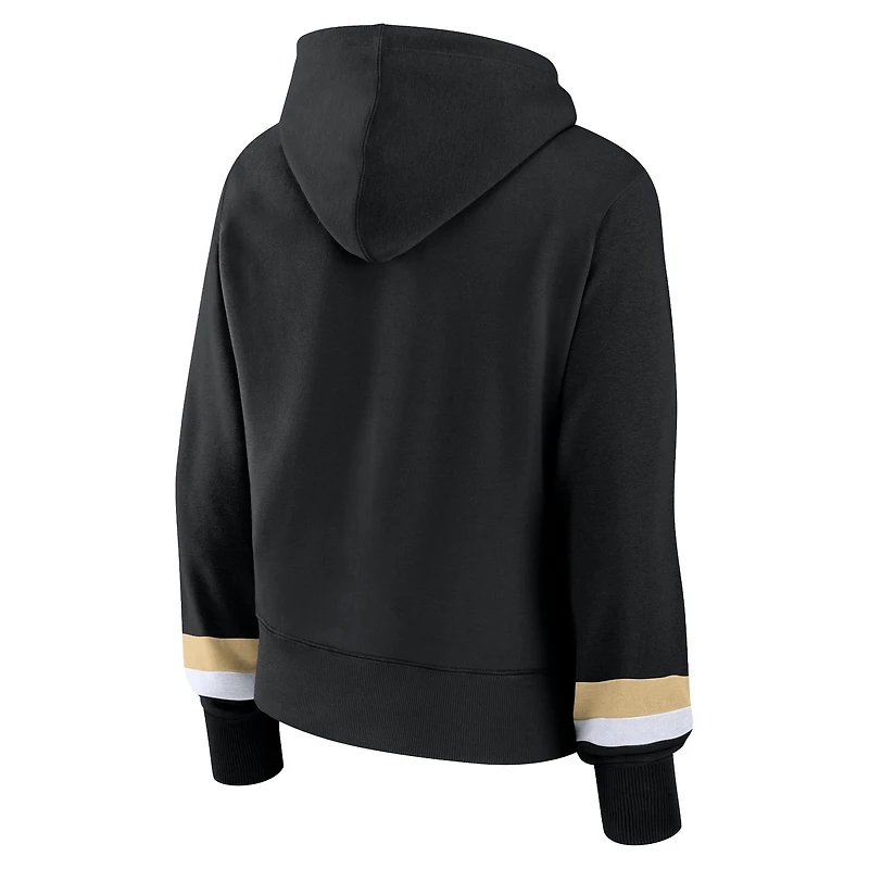 Women's Fanatics  Black New Orleans Saints Over Under Pullover Hoodie