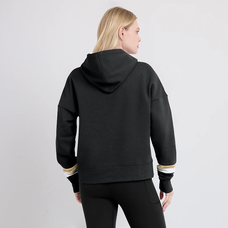 Women's Fanatics  Black New Orleans Saints Over Under Pullover Hoodie