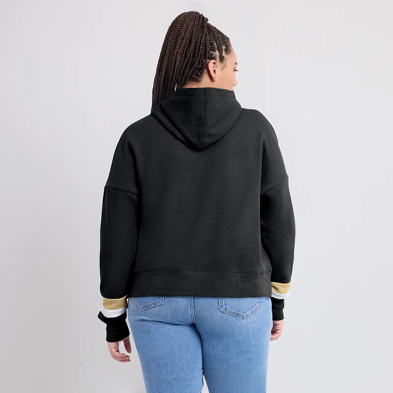 Women's Fanatics  Black New Orleans Saints Over Under Pullover Hoodie