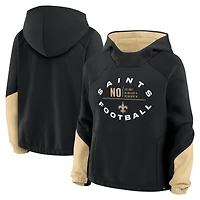 Women's Fanatics Black New Orleans Saints Oversized Redzone Bubble Screen Pullover Hoodie