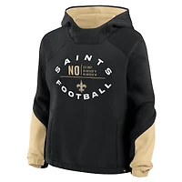 Women's Fanatics Black New Orleans Saints Oversized Redzone Bubble Screen Pullover Hoodie