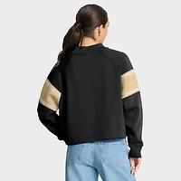 Women's Fanatics Black New Orleans Saints Oversized Hometown Toss Sweep Mock Neck Pullover