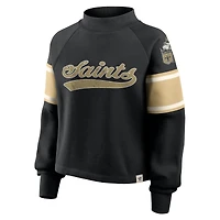 Women's Fanatics Black New Orleans Saints Oversized Hometown Toss Sweep Mock Neck Pullover