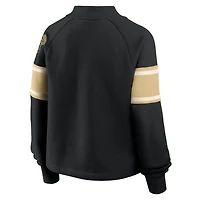 Women's Fanatics Black New Orleans Saints Oversized Hometown Toss Sweep Mock Neck Pullover