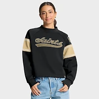 Women's Fanatics Black New Orleans Saints Oversized Hometown Toss Sweep Mock Neck Pullover