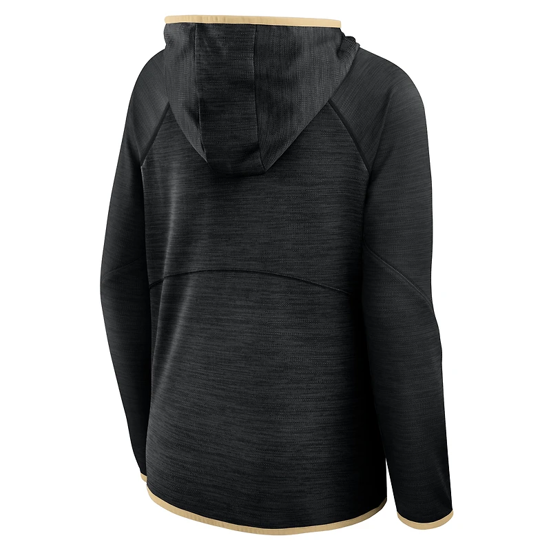 Women's Fanatics Black New Orleans Saints Redzone End Around Pass Raglan Full-Zip Hoodie