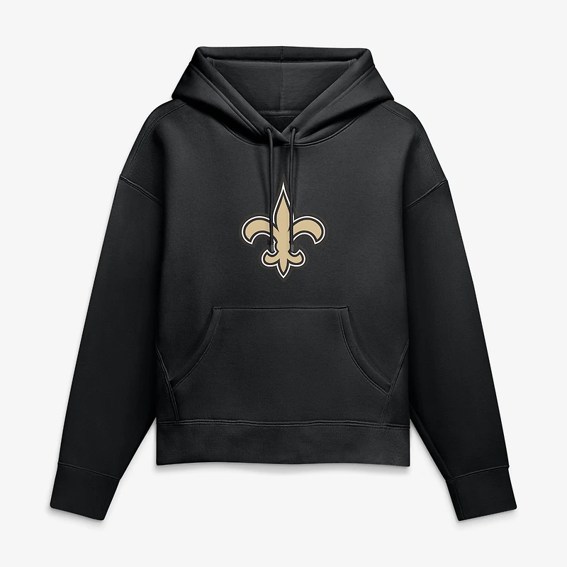 Women's Fanatics Black New Orleans Saints Relaxed High Hip Essential Legacy Hoodie