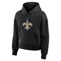 Sweat à capuche Fanatics noir New Orleans Saints pour femme, coupe décontractée, taille haute, modèle Essential Legacy