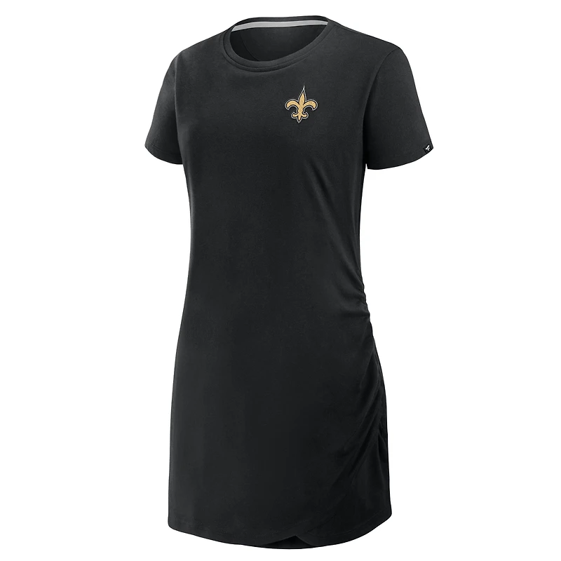 Robe t-shirt drapée froncée noire Fanatics New Orleans Saints pour femme