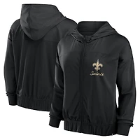Sweat à capuche entièrement zippé noir New Orleans Saints Script Lock Fanatics pour femmes