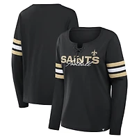 Women's Fanatics  Black New Orleans Saints Team First Coverage Scheme Lace-Up Long Sleeve T-Shirt