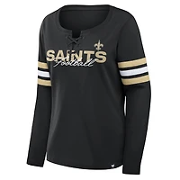 Women's Fanatics  Black New Orleans Saints Team First Coverage Scheme Lace-Up Long Sleeve T-Shirt