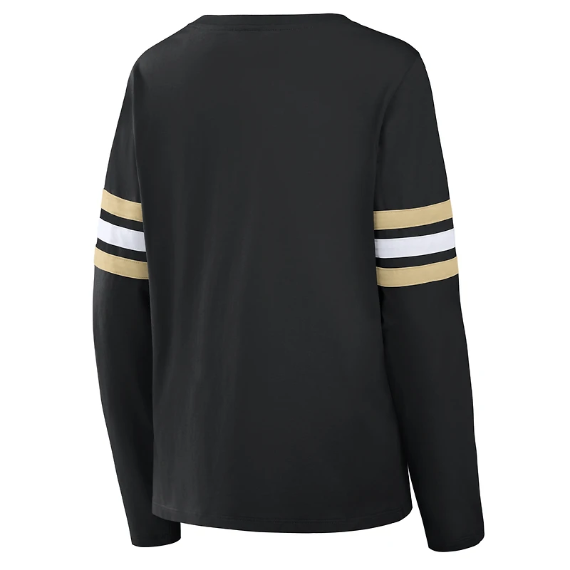 Women's Fanatics Black New Orleans Saints Team First Coverage Scheme Lace-Up Long Sleeve T-Shirt