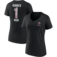 T-shirt à col en V noir Fanatics pour femmes, équipe des Saints de la Nouvelle-Orléans, spécial fête mères
