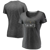 T-shirt à col en V Fanatics Charcoal New Orleans Saints League Leader Space Dye pour femmes