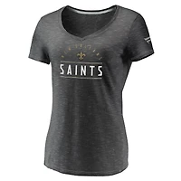 Women's Fanatics Charcoal New Orleans Saints League Leader Space Dye V-Neck T-Shirt