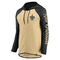 Women's Fanatics Gold/Black New Orleans Saints Script Full-Zip Hoodie