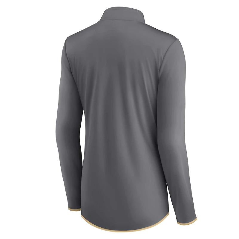 Women's Fanatics Gray New Orleans Saints Corner Long Sleeve 1/4 Zip Top