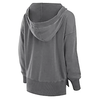 Women's Fanatics  Heather Charcoal New Orleans Saints Initiative Snow Wash French Terry V-Neck Pullover Hoodie