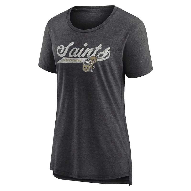 T-shirt tri-blend original pour femme Fanatics Heather Charcoal New Orleans Saints