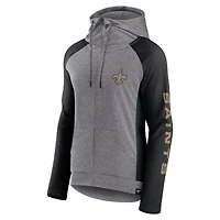 Women's Fanatics  Heather Gray/College Black New Orleans Saints Blind Side Lightweight Full-Zip Hoodie