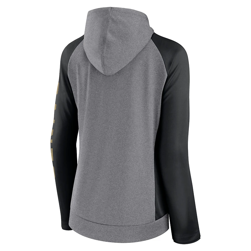 Women's Fanatics  Heather Gray/College Black New Orleans Saints Blind Side Lightweight Full-Zip Hoodie