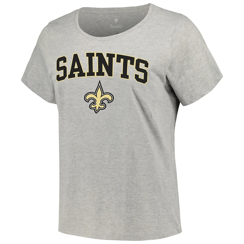 Women's Fanatics Heather Gray New Orleans Saints Plus Arch Over Logo T-Shirt