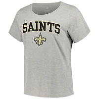 Women's Fanatics Heather Gray New Orleans Saints Plus Arch Over Logo T-Shirt