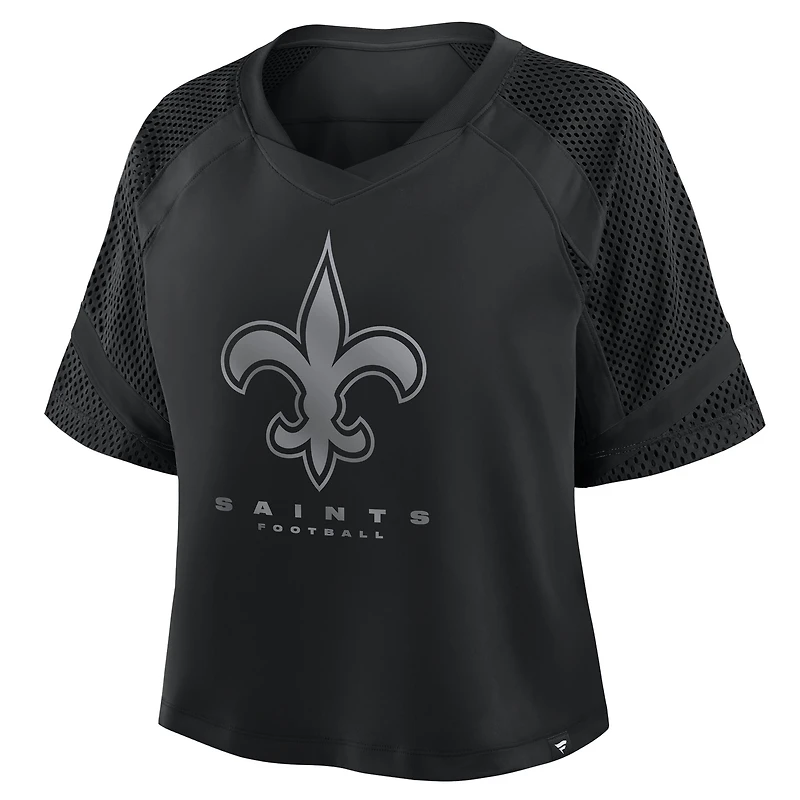 Women's Fanatics New Orleans Saints Oversized Raglan V-Neck Blackout Fashion Jersey
