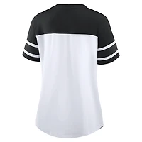 Women's Fanatics White/Black New Orleans Saints Athena Rhinestone Lace-Up V-Neck T-Shirt