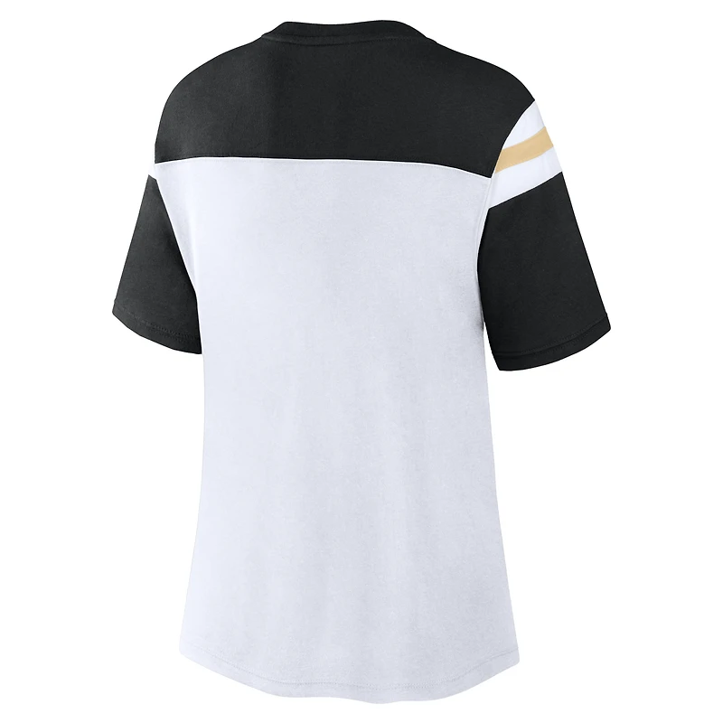 Haut court tendance New Orleans Saints pour femme, blanc/noir, avec slogan « Cheer Chant »