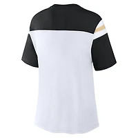 Haut court tendance New Orleans Saints pour femme, blanc/noir, avec slogan « Cheer Chant »