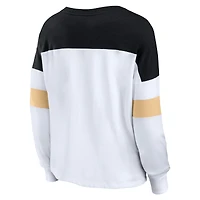 Women's Fanatics White/Black New Orleans Saints Even Match Lace-Up Long Sleeve V-Neck T-Shirt