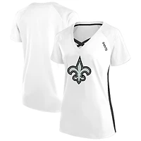 Women's Fanatics  White New Orleans Saints Plus Glitter Lace-Up V- Neck T-Shirt
