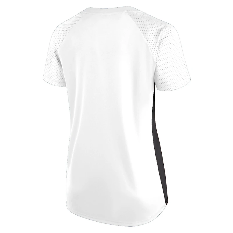 T-shirt à lacets et col en V paillettes pour femmes Fanatics White New Orleans Saints grande taille