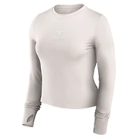Haut de sport ajusté à manches longues New Orleans Saints Studio Fanatics pour femmes blanc